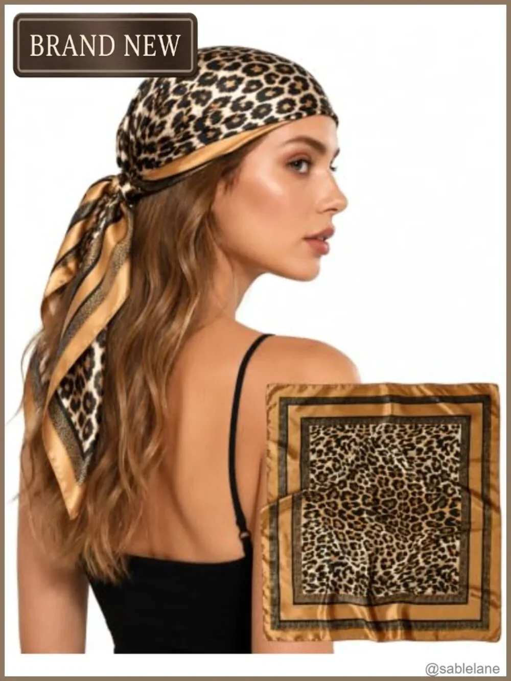Satin Hair Scarf for Women Silk-Like Square 35.4 Inch Head Wrap
